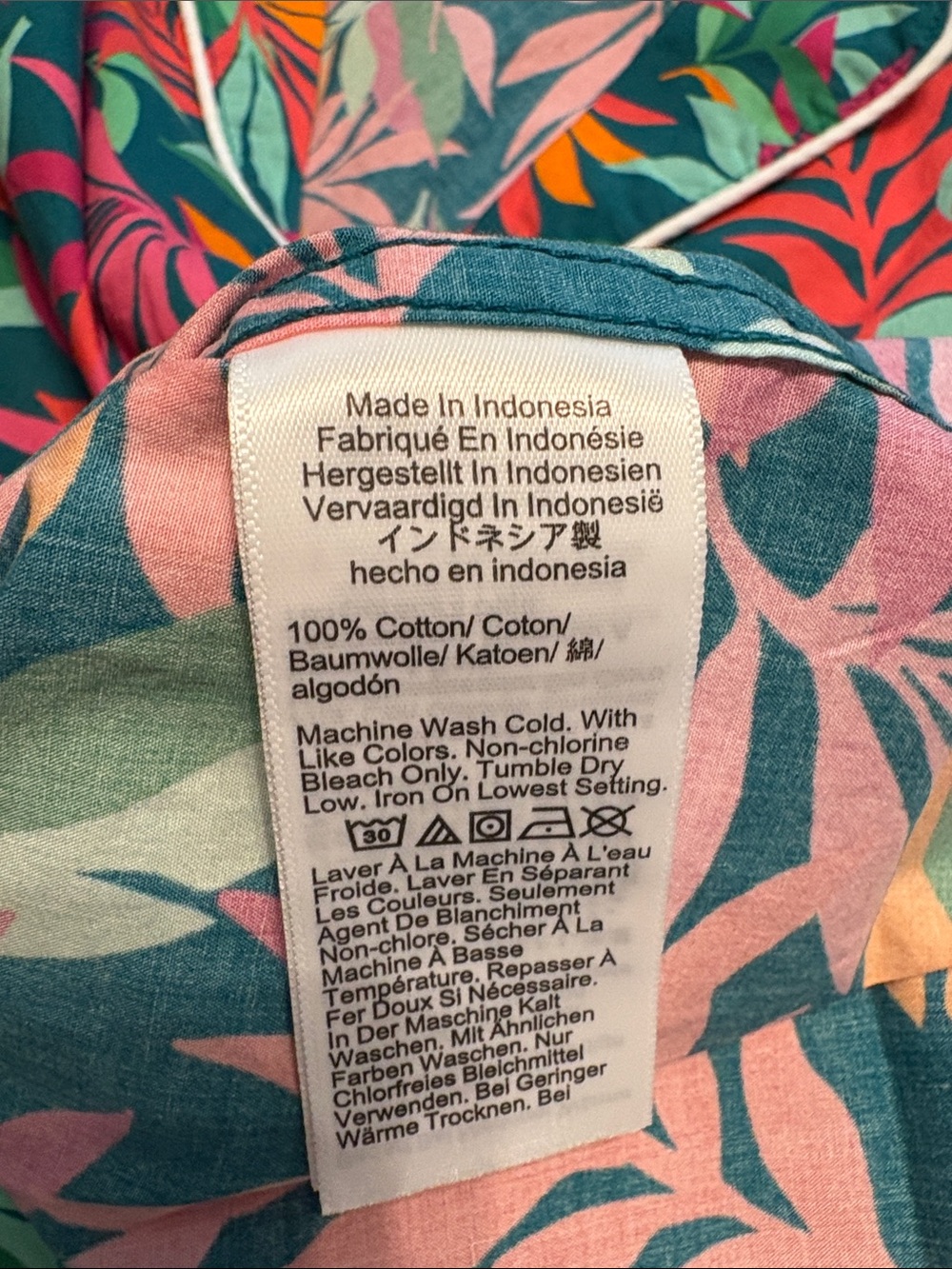 NWT! J. Crew Tropical Leaf Print Short Pajama Set in Green, Pink & Orange - Picture 8 of 9